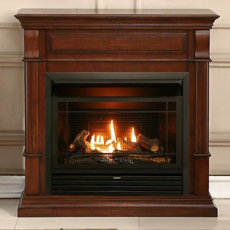 DULUTH FORGE Dual Fuel Ventless Gas Fireplace With Mantel - 26,000 Btu, Remote DFS-300R-2AC